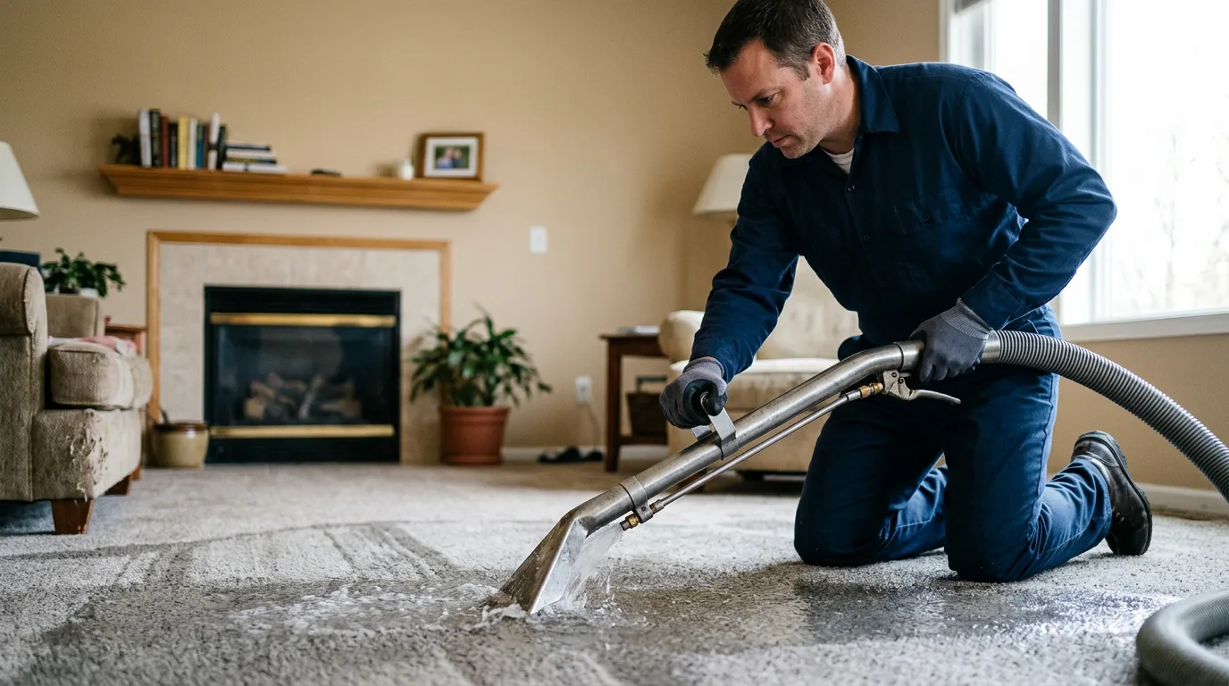 Water damage restoration technician working near California, PA